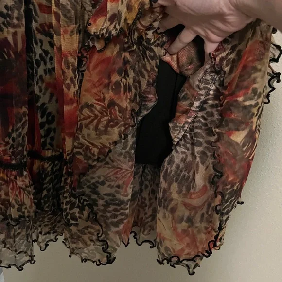 Sheer flowy leopard print floral dress that converts to a long skirt size XL - Picture 5 of 11